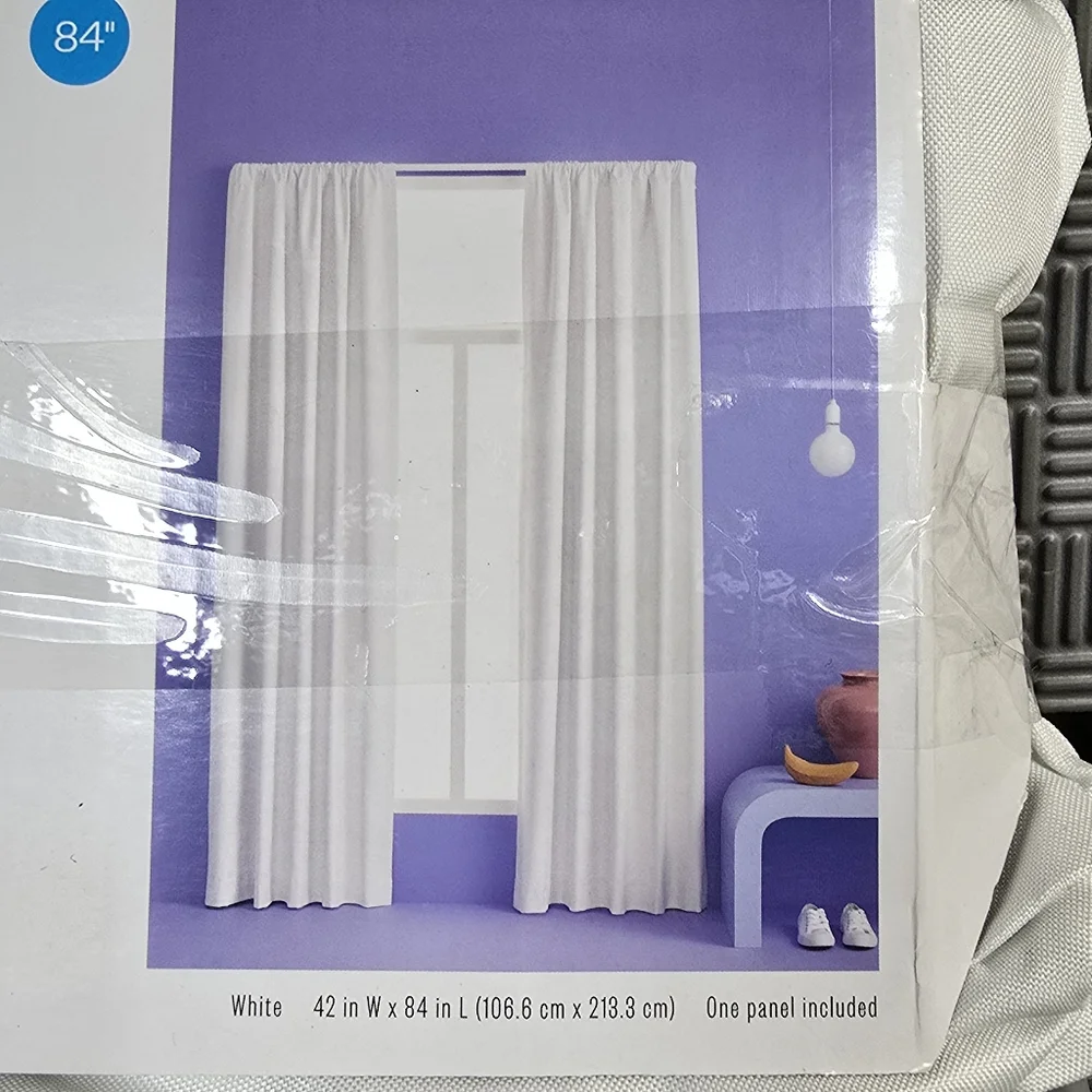 Room‎ Essentials White Room Darkening Curtain 84 inch New Damaged Packaging